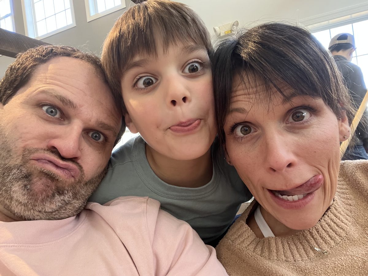 Silly-face family selfie
